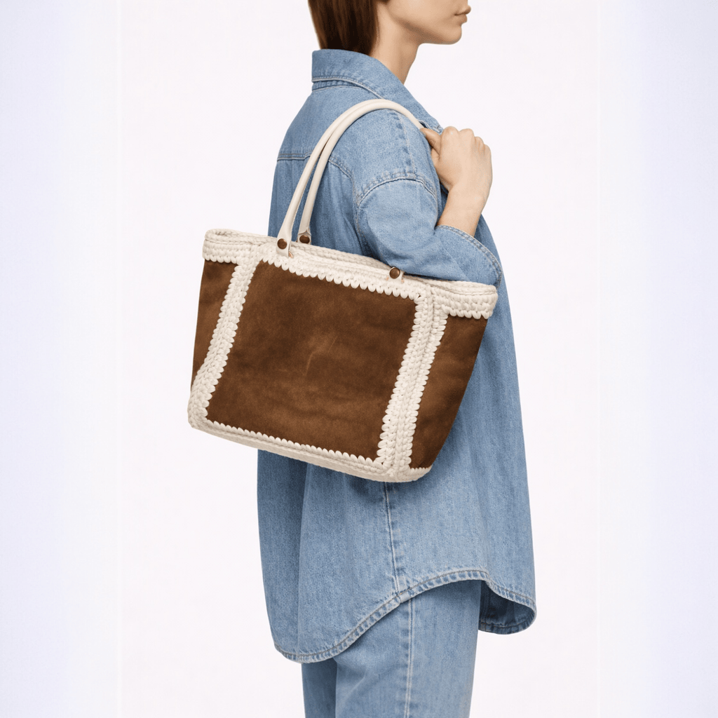 Cowboy Muse Suede & Crochet Tote Made in Italy - Bagfy