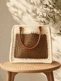 Cream Rattan Tote MuseCream Crochet Tote with Cane Panel by BAGfy, handmade in Italy