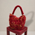 Inferna Muse red textured fur and crochet bag made in Italy