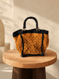 Orange Noir Bamboo Muse — Orange and Black Crochet Tote - BAGfy