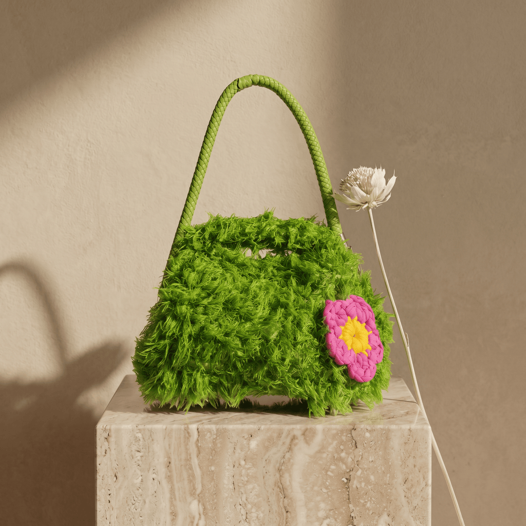 Verdant Muse – Luxury Eco - Fur Crochet Clutch Bag | Handmade in Italy - BAGfy
